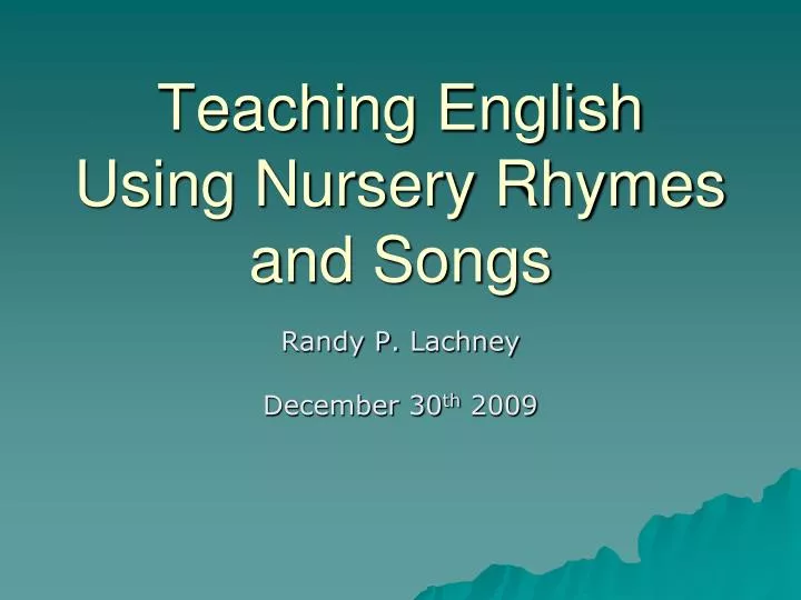 teaching english using nursery rhymes and songs