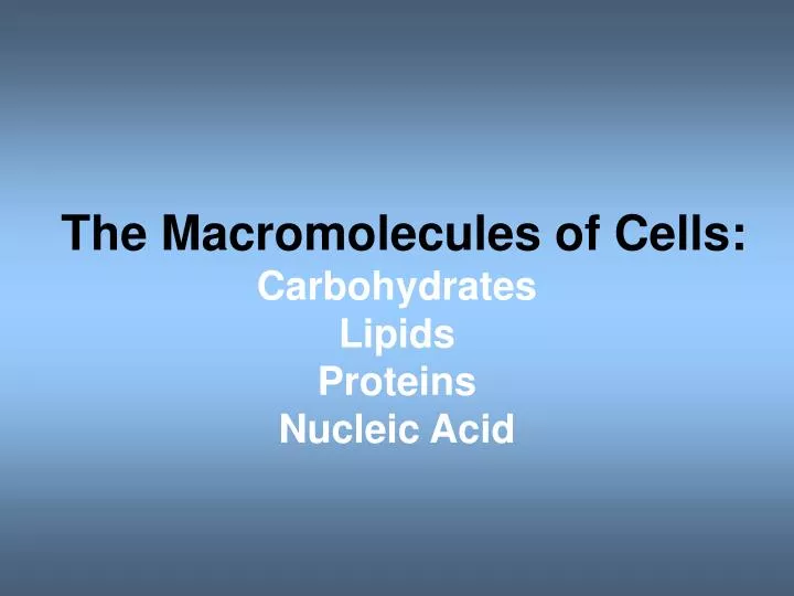 the macromolecules of cells carbohydrates lipids proteins nucleic acid