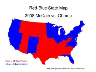 Red-Blue State Map 2008 McCain vs. Obama