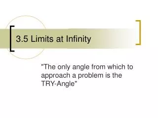 3.5 Limits at Infinity