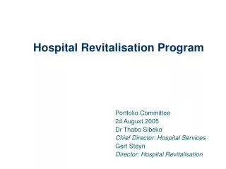 Hospital Revitalisation Program