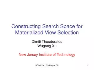 Constructing Search Space for Materialized View Selection