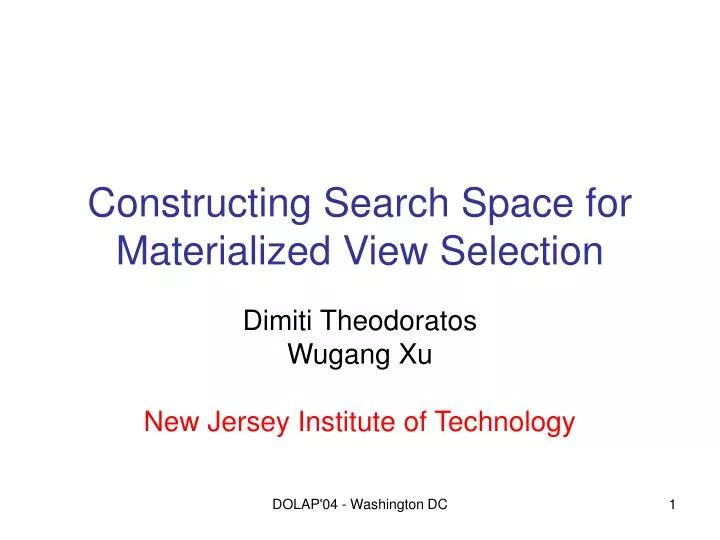 constructing search space for materialized view selection