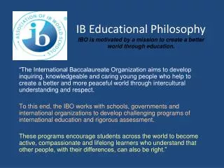 Introduction to the International Baccalaureate
