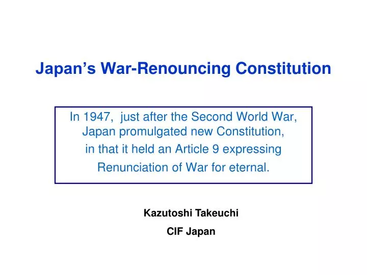 japan s war renouncing constitution