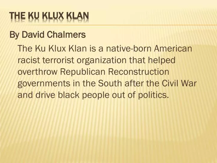 the ku klux klan