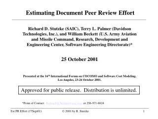 Estimating Document Peer Review Effort