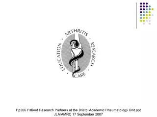 Patient Research Partners at the Bristol Academic Rheumatology Unit