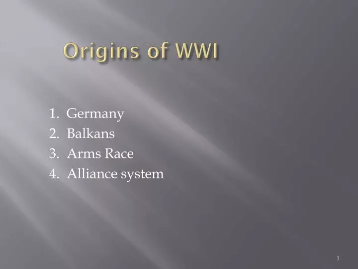 1 germany 2 balkans 3 arms race 4 alliance system