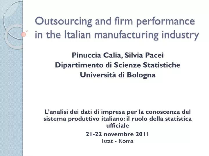 outsourcing and firm performance in the italian manufacturing industry