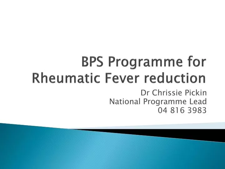 bps programme for rheumatic fever reduction