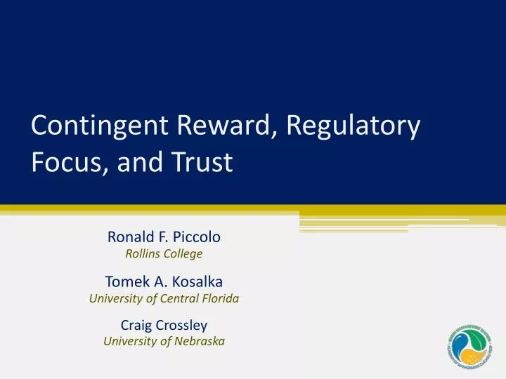 contingent reward regulatory focus and trust