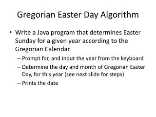 Gregorian Easter Day Algorithm