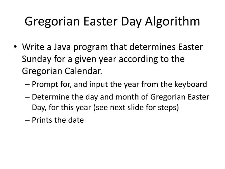 gregorian easter day algorithm