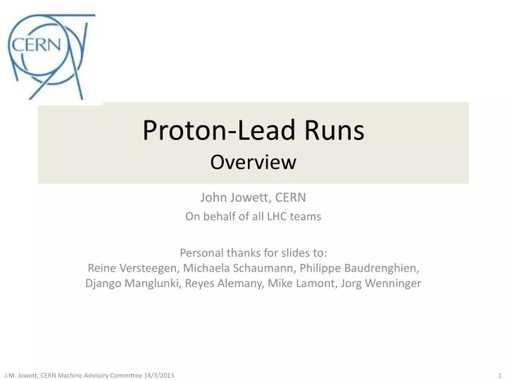 proton lead runs overview