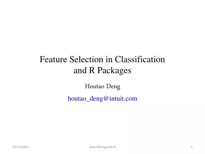 feature selection in classification and r packages