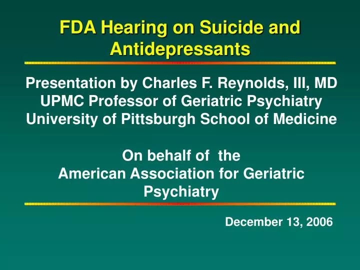 fda hearing on suicide and antidepressants