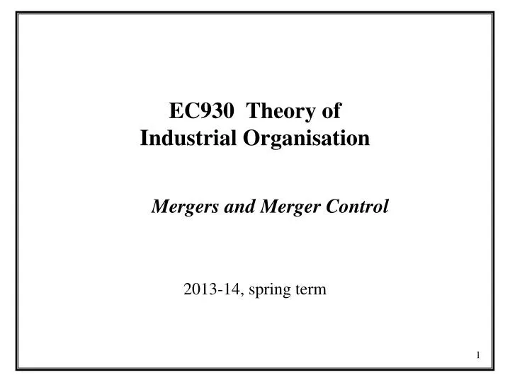 ec930 theory of industrial organisation