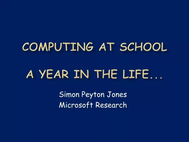 computing at school a year in the life