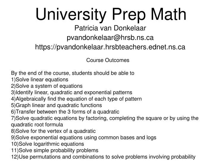 university prep math
