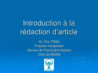 introduction la r daction d article