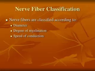 Nerve Fiber Classification