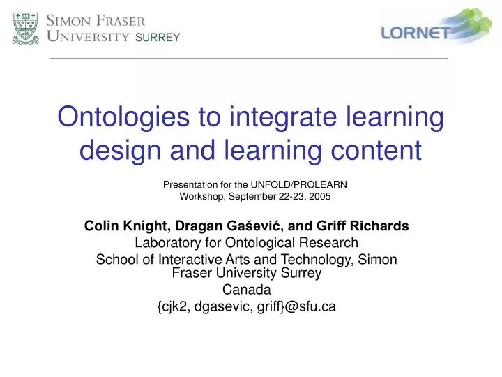ontologies to integrate learning design and learning content