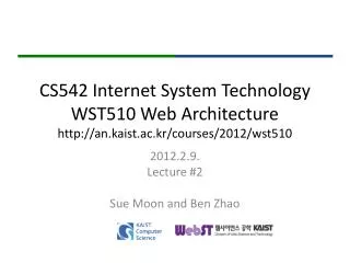 CS542 Internet System Technology WST510 Web Architecture an.kaist.ac.kr/courses/2012/wst510