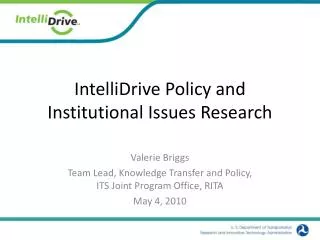 IntelliDrive Policy and Institutional Issues Research