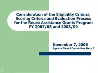 November 7, 2006 					Agenda Item 9 Committee Item E