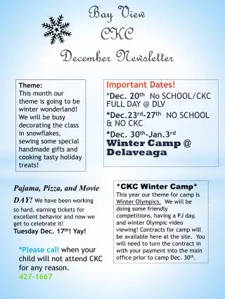 Bay View CKC December Newsletter