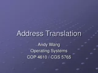 Address Translation