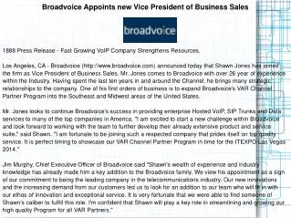 Broadvoice Appoints new Vice President of Business Sales