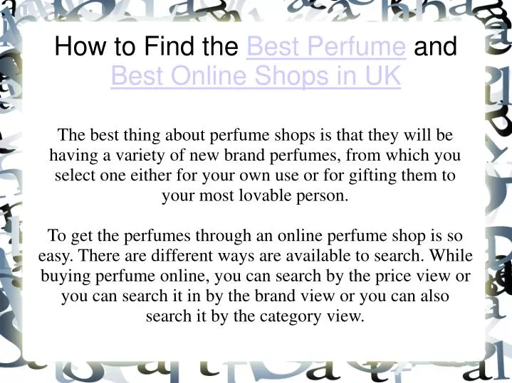 how to find the best perfume and best online shops in uk