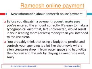 Tips on going to a rameesh online payment