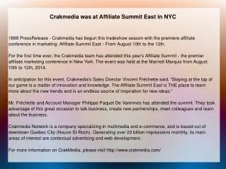 Crakmedia was at Affiliate Summit East in NYC