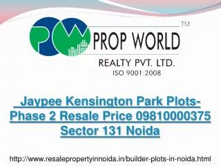 Jaypee Kensington Park Plots-Phase 2 Resale Price 0981000037