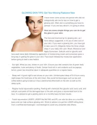 GLOWING SKIN TIPS - Get Your Missing Radiance Now
