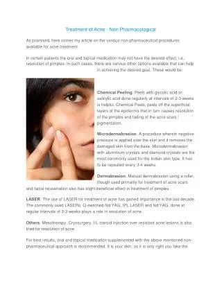 Treatment of Acne - Non Pharmacological
