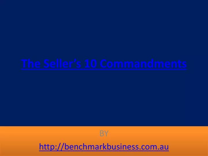 the seller s 10 commandments