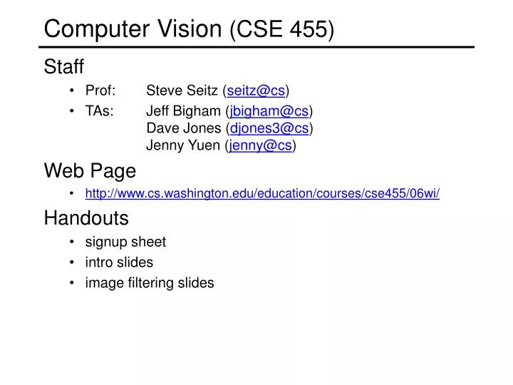 computer vision cse 455