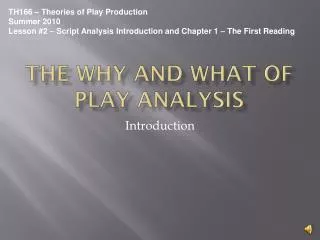 The Why and What of Play Analysis