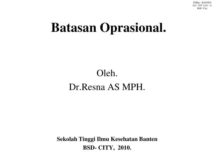 batasan oprasional