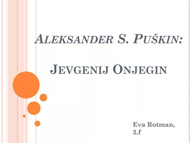 aleksander s pu kin jevgenij onjegin