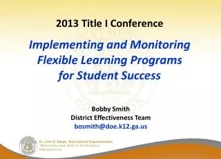Bobby Smith District Effectiveness Team bosmith@doe.k12.ga