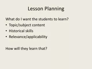 Lesson Planning