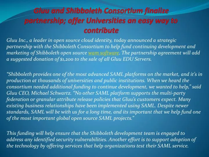gluu and shibboleth consortium finalize partnership offer universities an easy way to contribute