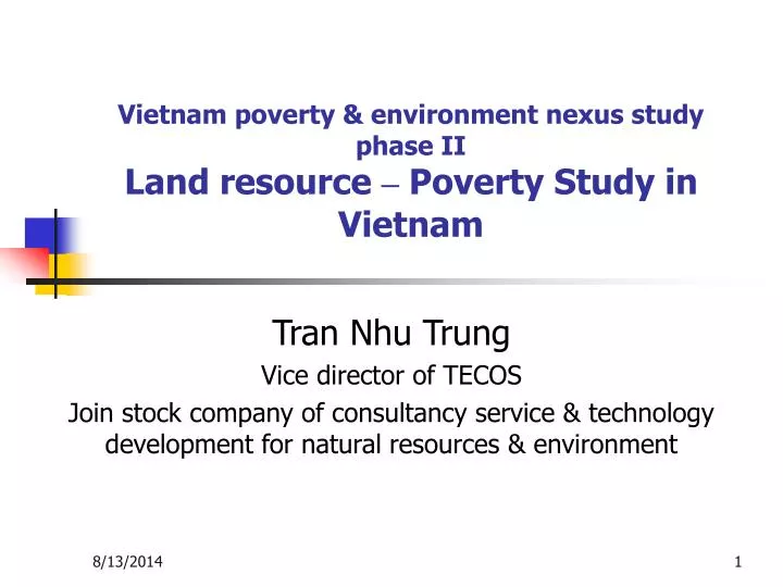 vietnam poverty environment nexus study phase ii land resource poverty study in vietnam