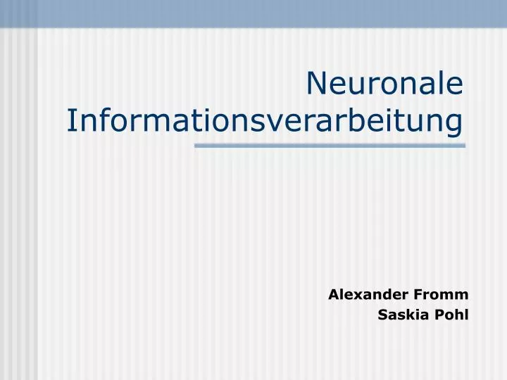 neuronale informationsverarbeitung