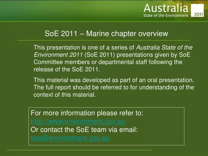 soe 2011 marine chapter overview